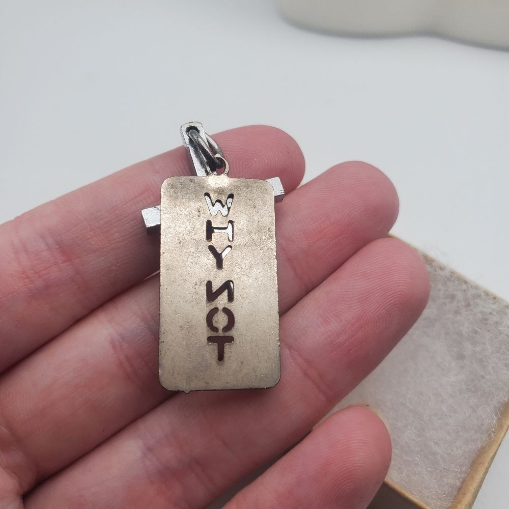 Why not cross silver toned necklace pendant religious gift idea religion‎